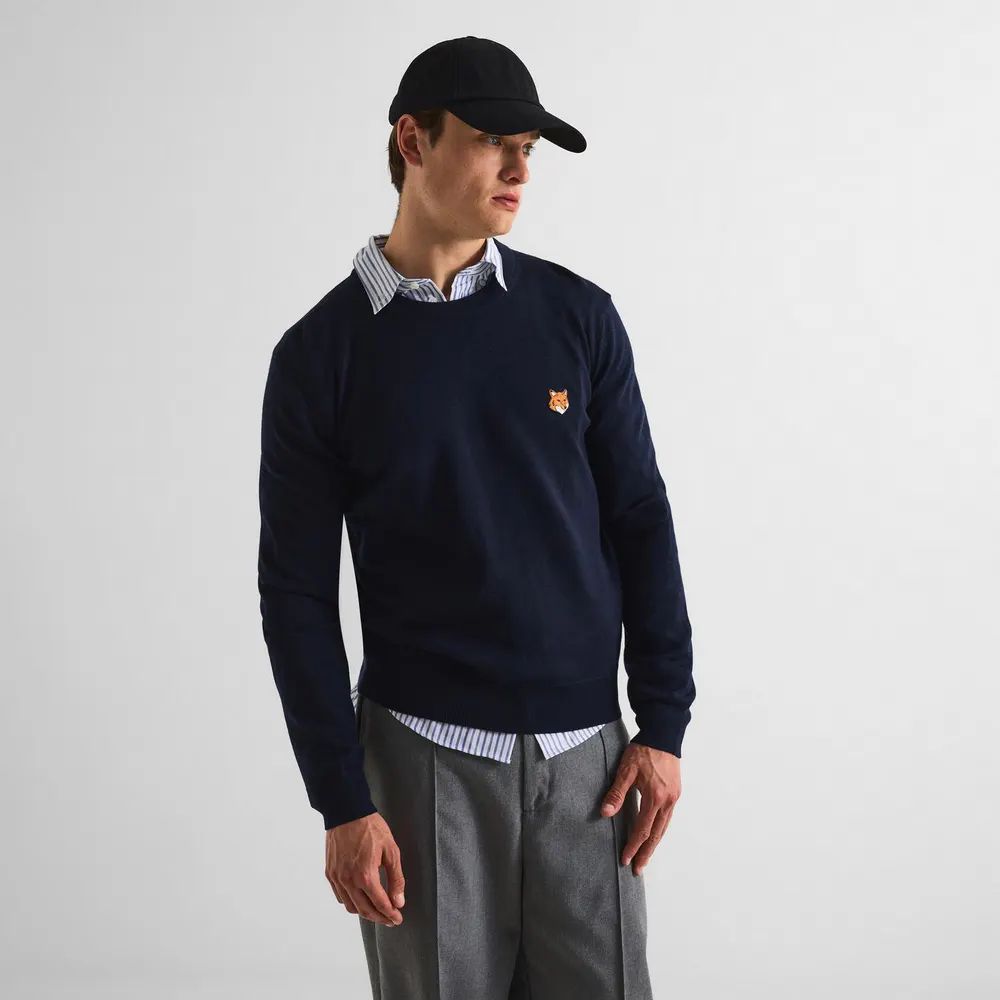 Maison Kitsune Men's Fox Merino Crew Neck Jumper detail 3