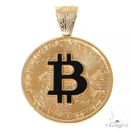 RINA - For Him FACTORY 14K Gold For Him Spinning Bitcoin Pendant 67366 in Rose Gold – Pendant