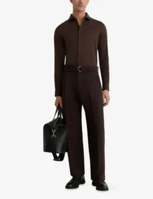 REISS Duke Cutaway-Collar Cotton-Jersey Shirt detail 2