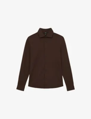 REISS Duke Cutaway-Collar Cotton-Jersey Shirt