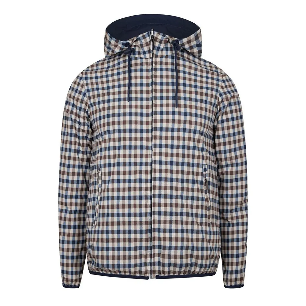 Aquascutum Men's Reversible Check Hooded Long Sleeve Rain Anorak detail 2