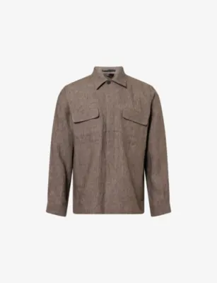 SUNSPEL Regular-Fit Pointed-Collar Linen Overshirt
