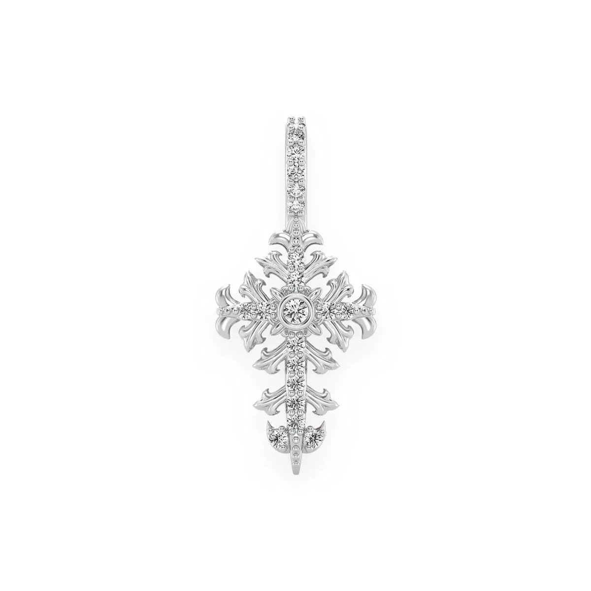 For Him Filigree Diamond Cross Pendant in 0.10ctw / White Gold / Natural Diamond – Pendant