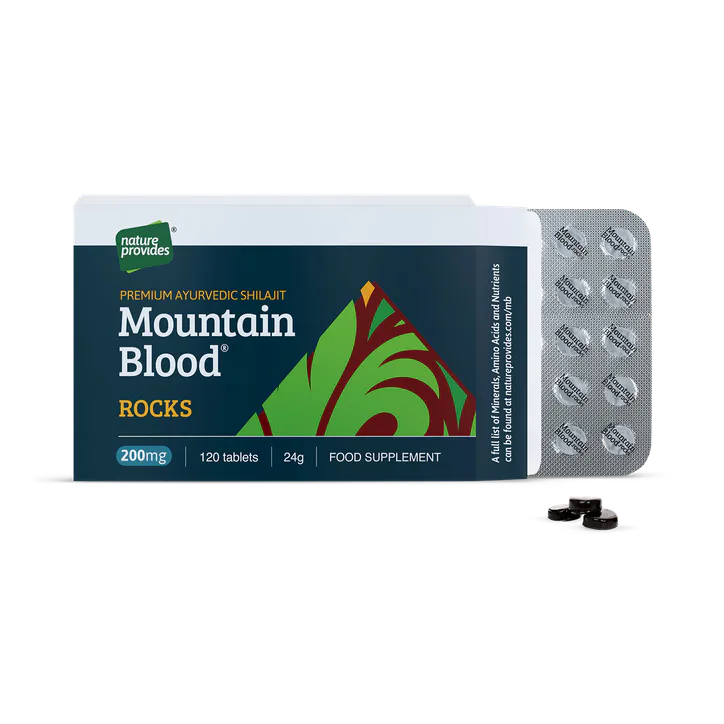 Nature Provides Mountain Blood® Rocks (200mg) Premium Shilajit 120 Tablets
