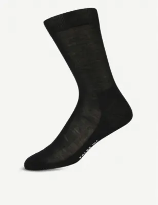 FALKE No.4 Silk-Blend Socks - DARK NAVY - 10.5-11 detail 3