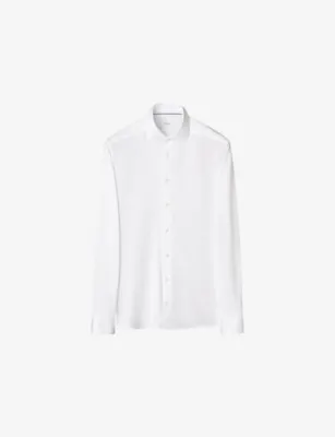 ETON Filo di Scozia Slim-Fit Cotton-Knit Shirt - MID GREEN - 15.75 detail 2