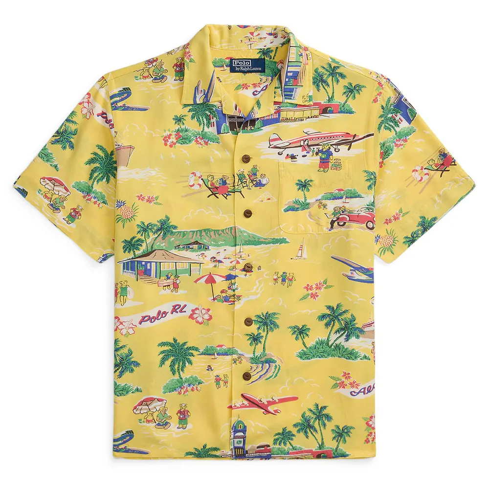 Polo Ralph Lauren Men's Rayon Bear Short-Sleeve Patterned Shirt
