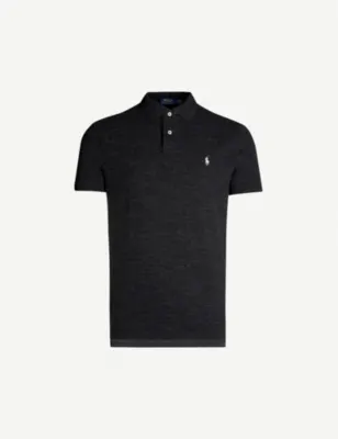 POLO RALPH LAUREN Short-sleeved logo-embroidered custom-fit cotton-piqué polo shirt - POLO BLACK detail 3