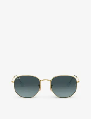 RAY-BAN RB3548N gold-tone metal and glass hexagonal sunglasses