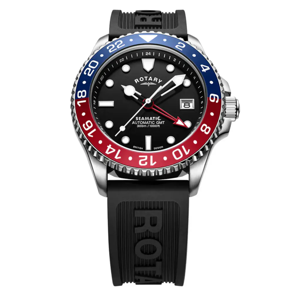 Rotary Seamatic 300 GMT 42.5mm Mens Watch Black in Black, additional product view 2