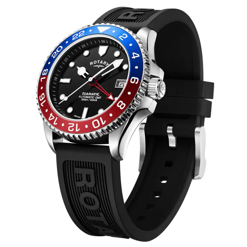 Rotary Seamatic 300 GMT 42.5mm Mens Watch Black in Black, additional product view 3
