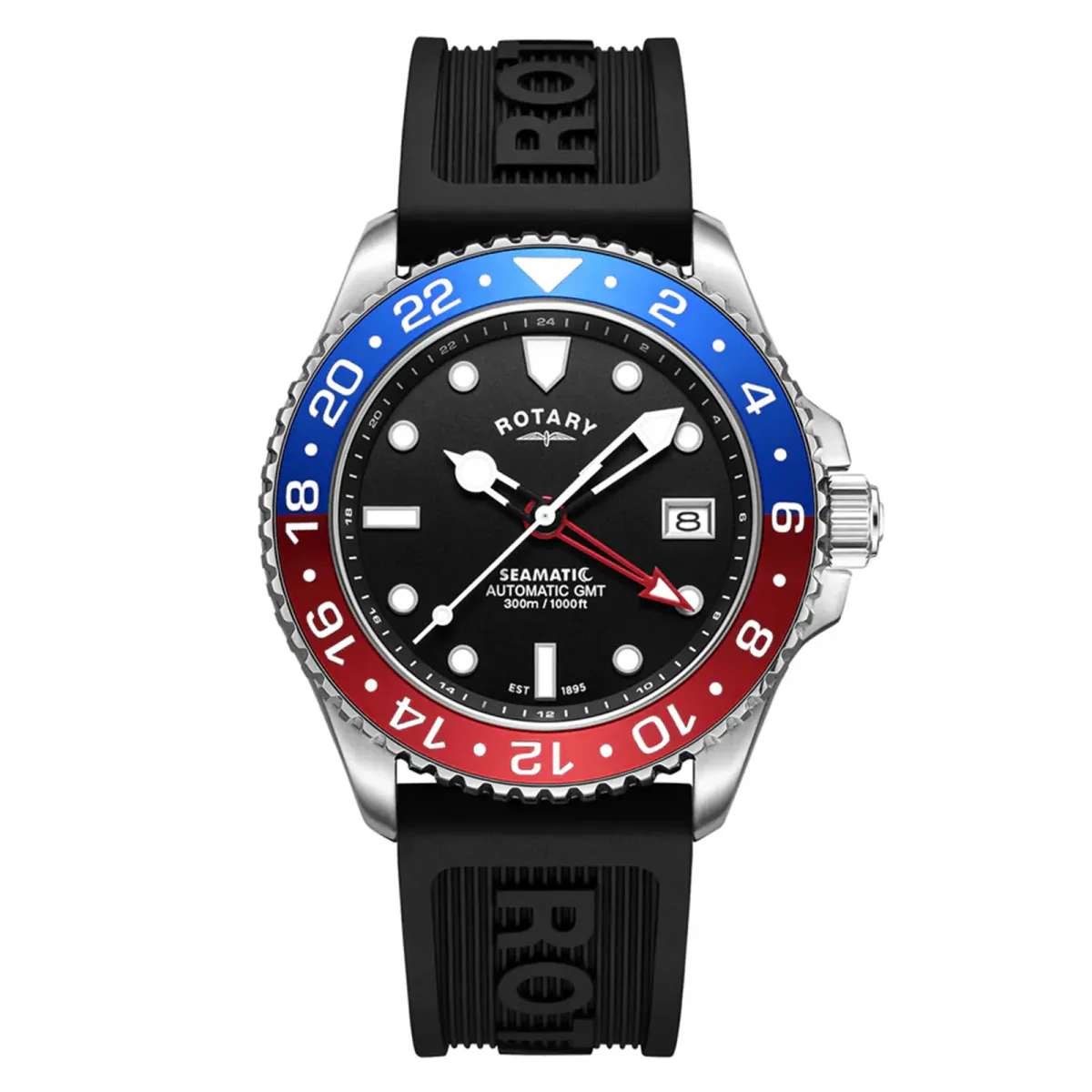 Rotary Seamatic 300 GMT 42.5mm Mens Watch Black
