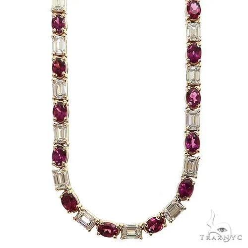 AHMED - For Him CVD Lush Oval Orchid Tennis Necklace 69551 in Rose – Chain