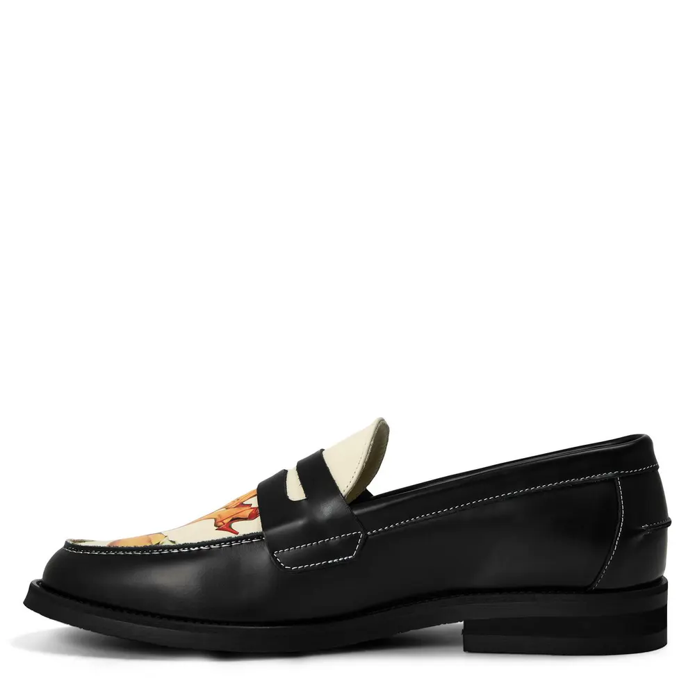 Duke and Dexter Men's Pin Up Penny Loafers in Black/White, additional product view 2