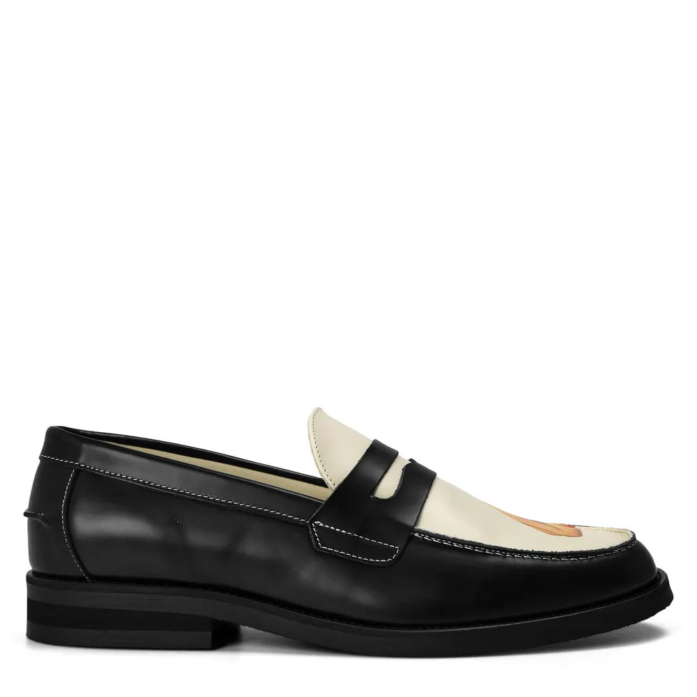 Duke and Dexter Men's Pin Up Penny Loafers in Black/White – Footwear