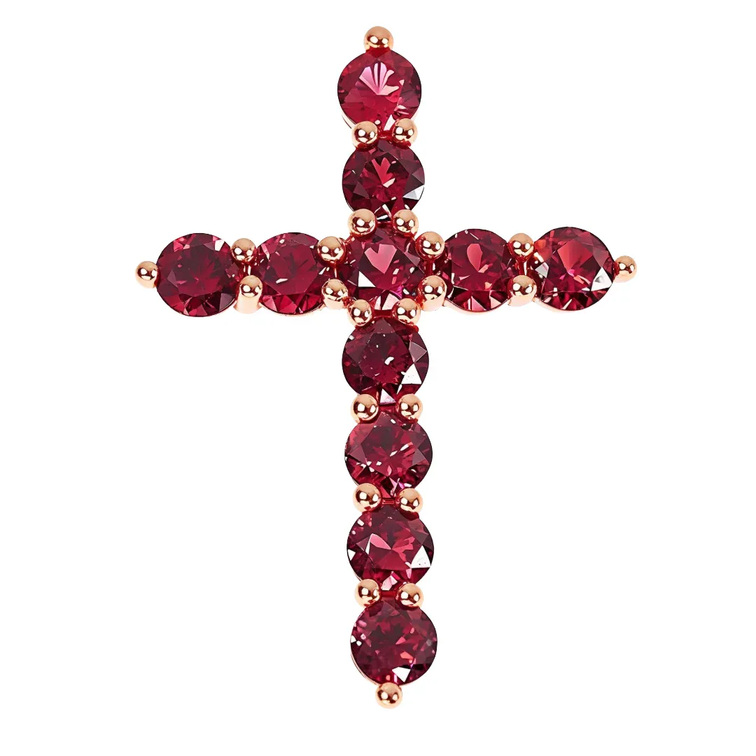 PIA - For Him GEMSTONES Blood Red Sapphire Cross 66977 in Rose – Pendant