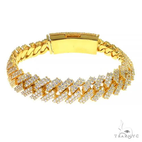 AHMED - MOON JEWELRY 2 Row Prong Set Diamond Cuban Bracelet 66927