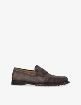 TODS Penny-Strap Suede Loafers - EUR 41 / 7 UK MEN in TAUPE, additional product view 3