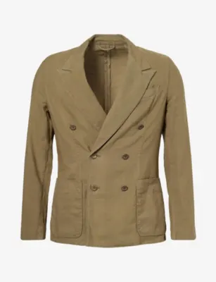 PAUL SMITH Double-Breasted Peak-Lapel Cotton and Linen-Blend Blazer