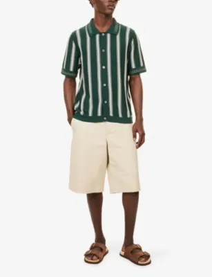 CHE Sawyer Striped Knitted Cotton Polo Shirt detail 2