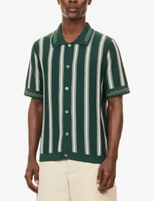 CHE Sawyer Striped Knitted Cotton Polo Shirt detail 3