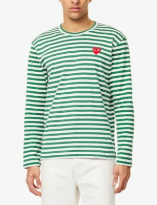 COMME DES GARCONS PLAY Striped Crewneck Cotton-Jersey T-Shirt detail 3