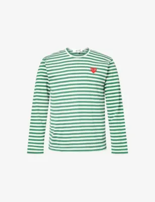 COMME DES GARCONS PLAY Striped Crewneck Cotton-Jersey T-Shirt