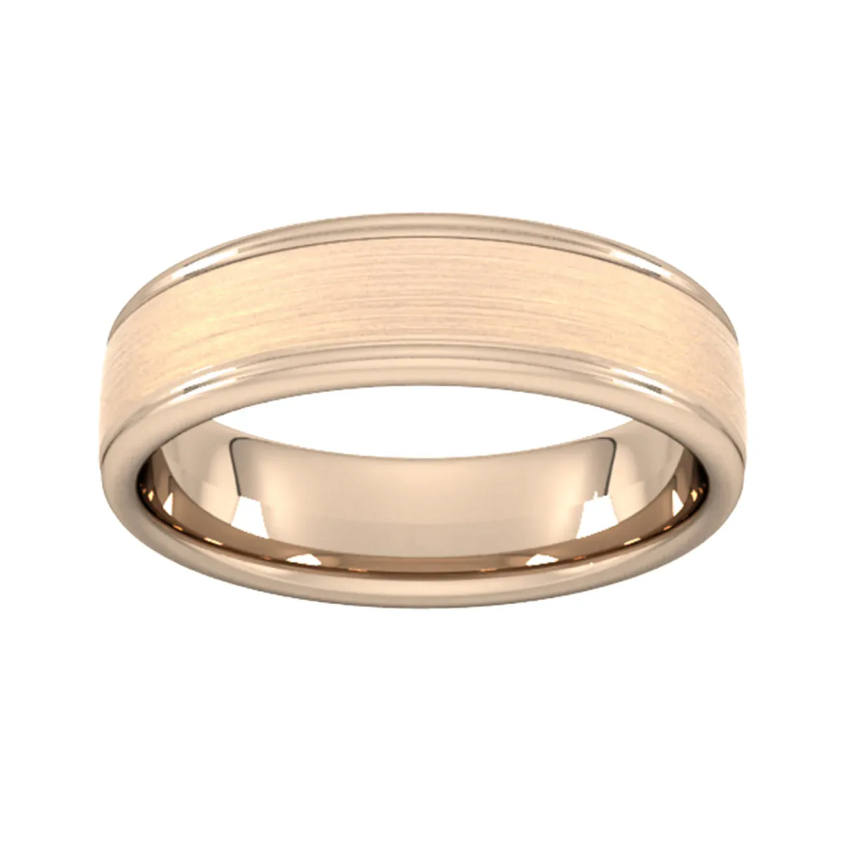 For Him 6mm Slight Court Extra Heavy Matt Centre With Grooves Wedding Ring In 18 Carat Yellow Gold