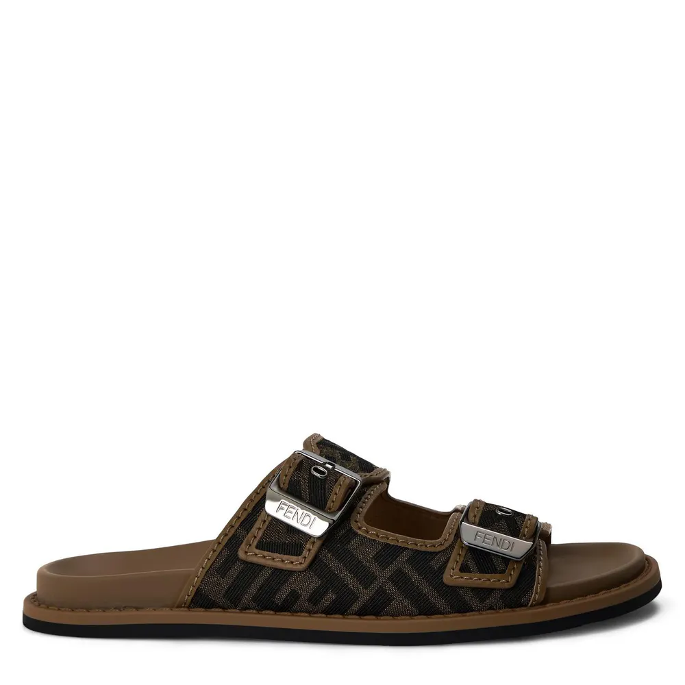 Fendi Men's FF Flat Sandals in Tobacco – Footwear