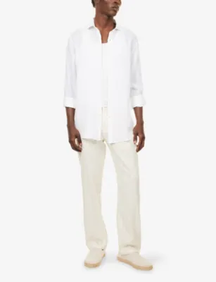 FRESCOBOL CARIOCA Mendes Pinstripe-Print Linen and Cotton-Blend Trousers detail 2