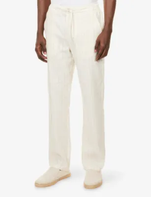 FRESCOBOL CARIOCA Mendes Pinstripe-Print Linen and Cotton-Blend Trousers detail 3