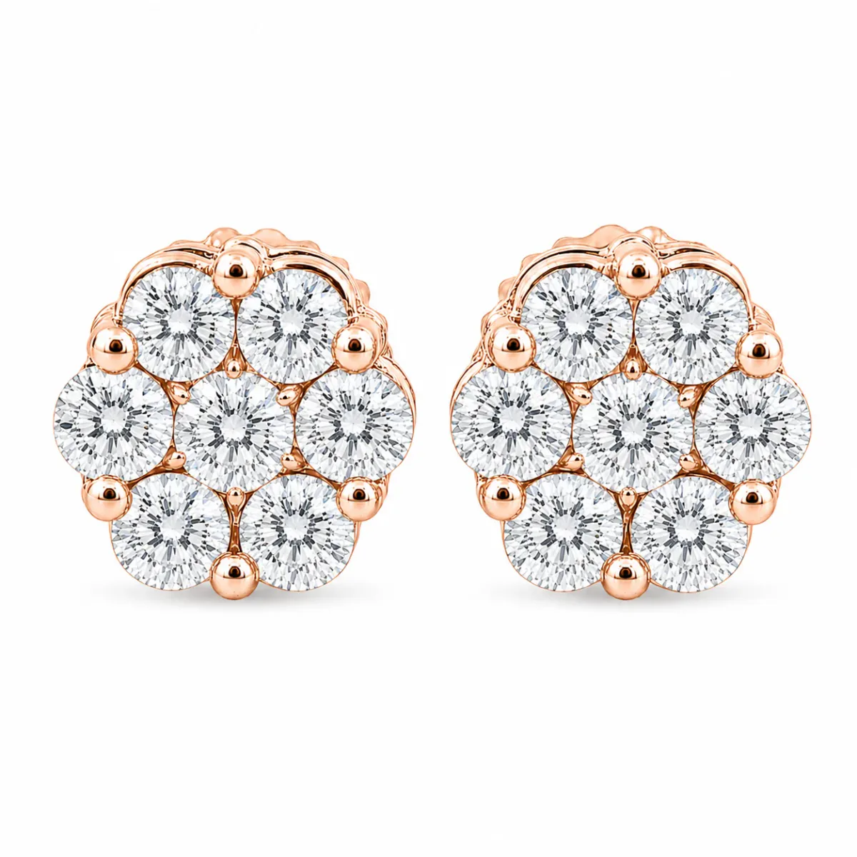 RINA - For Him FACTORY VS2 Round Cut Stud Earrings 19030 in Rose Gold – Earrings