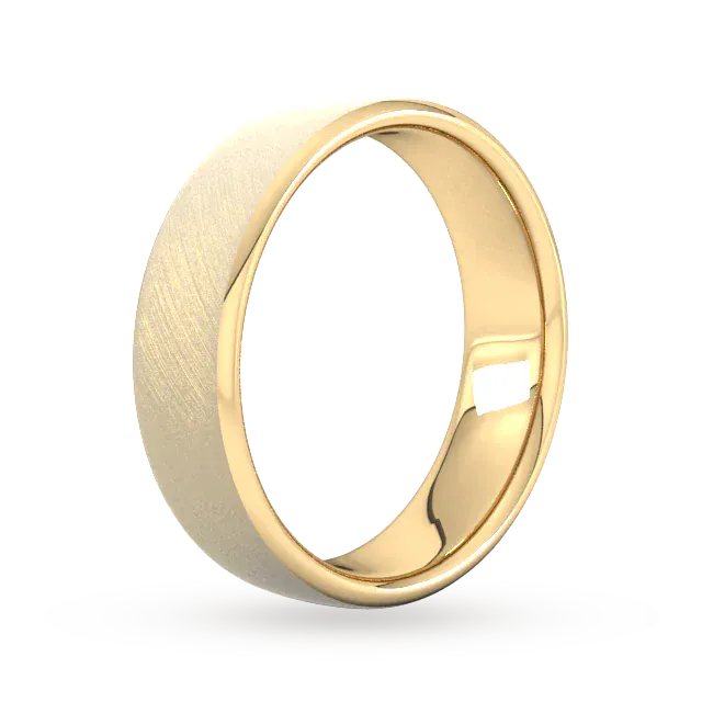 For Him 6mm Slight Court Extra Heavy Diagonal Matt Finish Wedding Ring In 18 Carat Yellow Gold detail 2