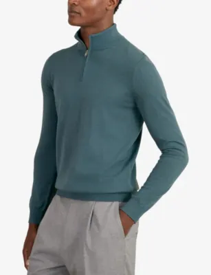 REISS Blackhall Zip-Neck Long-Sleeve Merino-Wool Jumper detail 3