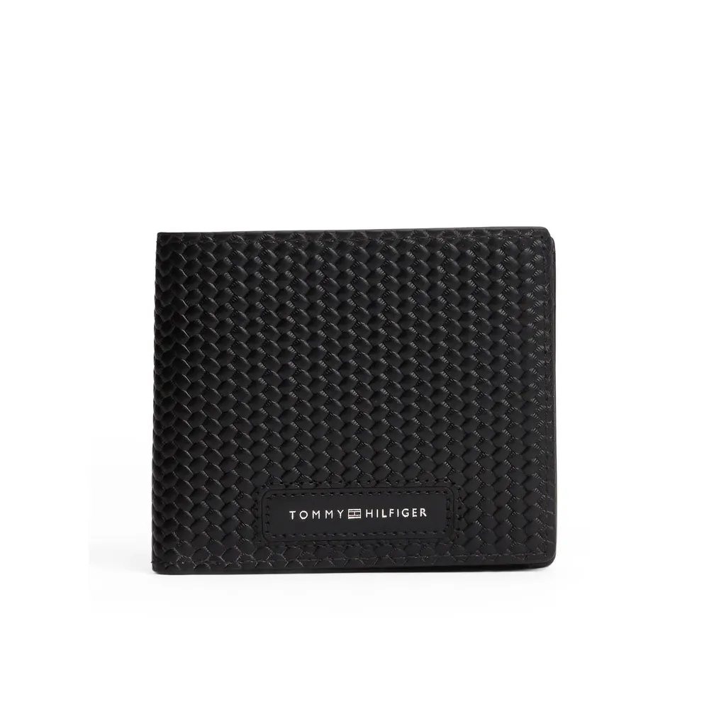 Tommy Hilfiger Woven Texture Coin Pocket Billfold Leather Wallet
