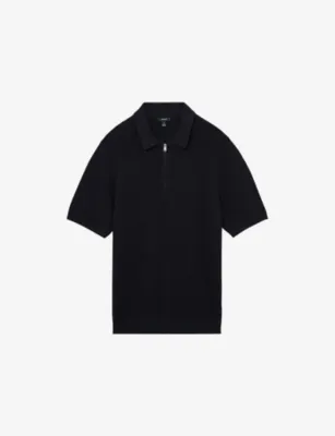 REISS Estate Half-Zip Knitted Polo Top
