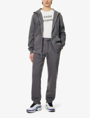TRUE RELIGION Big-T contrast-stitching tapered-leg relaxed-fit cotton-blend jogging bottoms detail 2