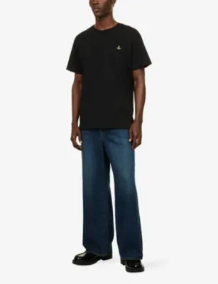 VIVIENNE WESTWOOD Embroidered-Orb Crew-Neck Cotton T-Shirt detail 2