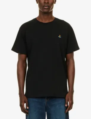 VIVIENNE WESTWOOD Embroidered-Orb Crew-Neck Cotton T-Shirt detail 3
