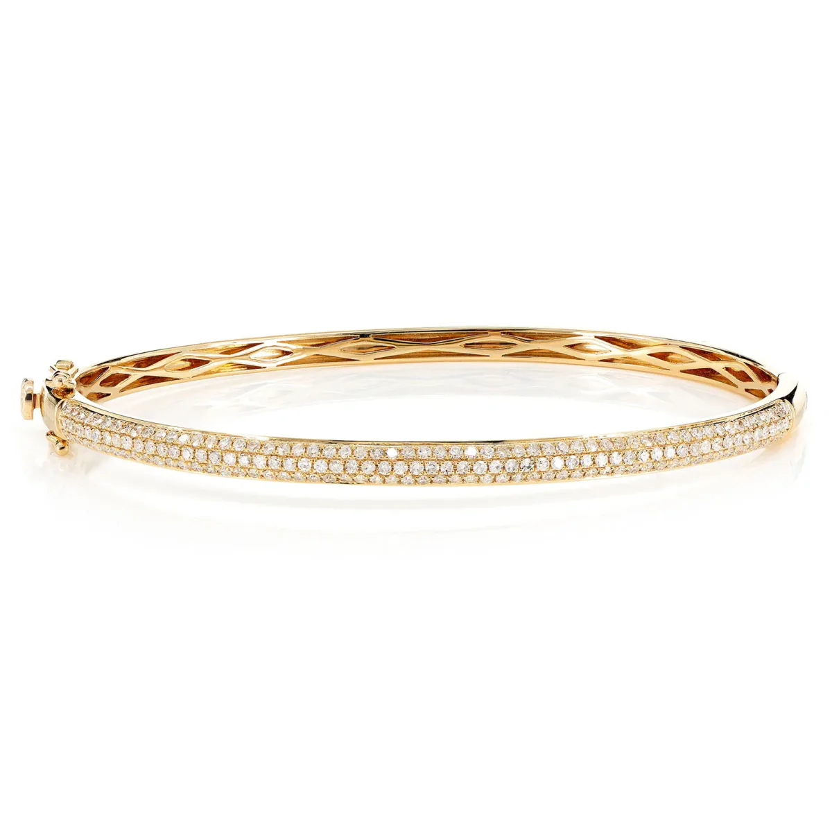 For Him Three Row Pavé Diamond Bangle in 1.05ctw / Rose Gold / Extra Large – Bracelet