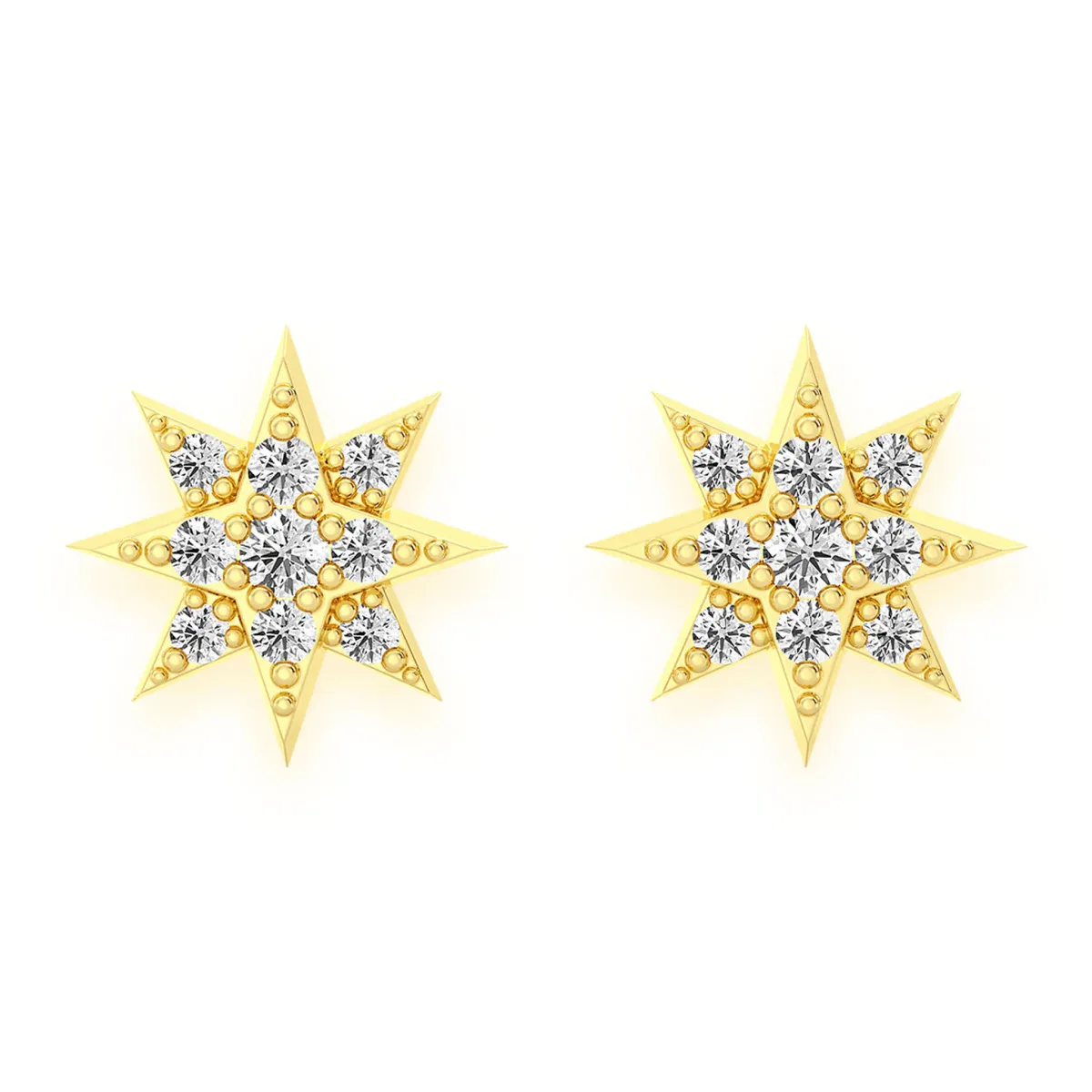 For Him Eight Point Star Diamond Studs in Accent / Rose Gold / Natural Diamond – Earring