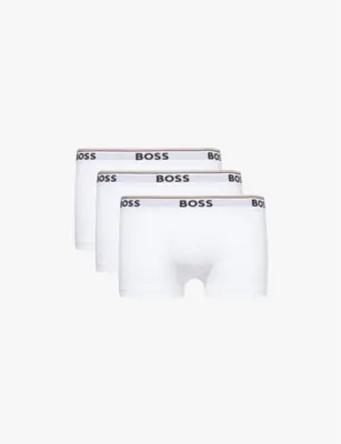 BOSS Branded waistband stretch-cotton boxer trunks - OPEN BLUE detail 2