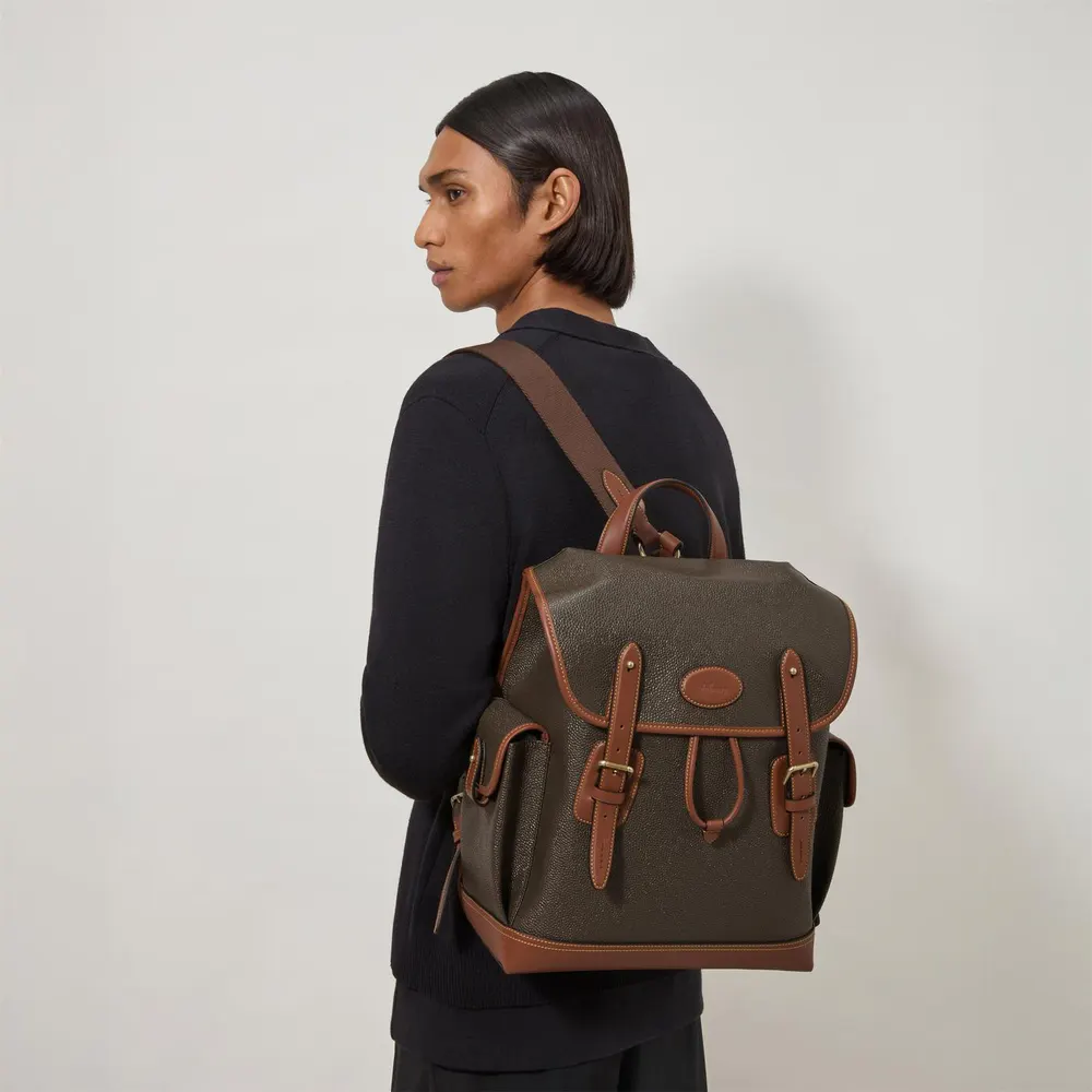 Mulberry Heritage Scotchgrain and Leather Backpack in Mole-Cognac, additional product view 2