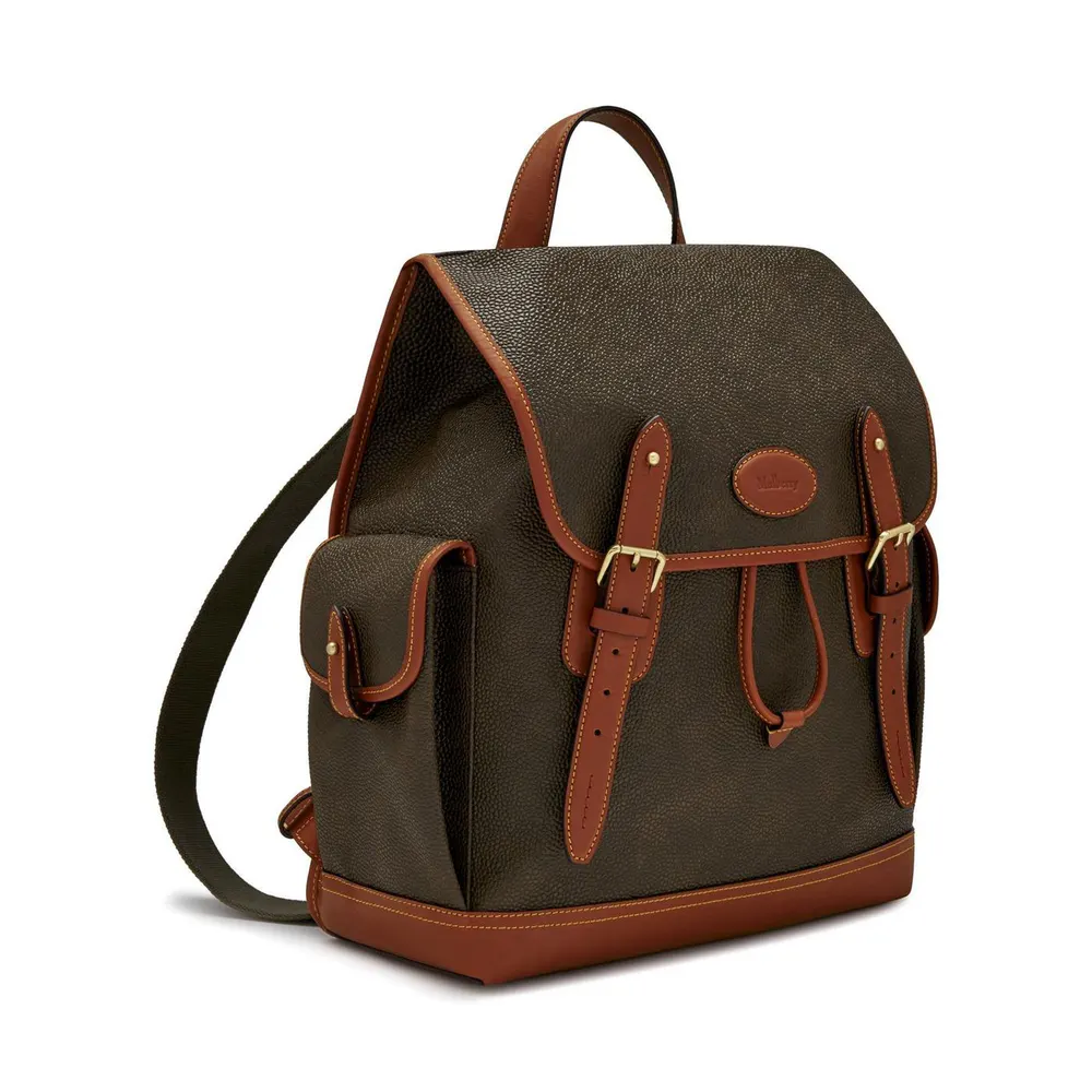 Mulberry Heritage Scotchgrain and Leather Backpack in Mole-Cognac, additional product view 3