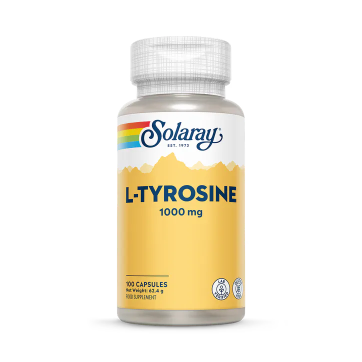 Solaray L-Tyrosine Free-Form Amino Acid Supplement 1000mg 60 Capsules