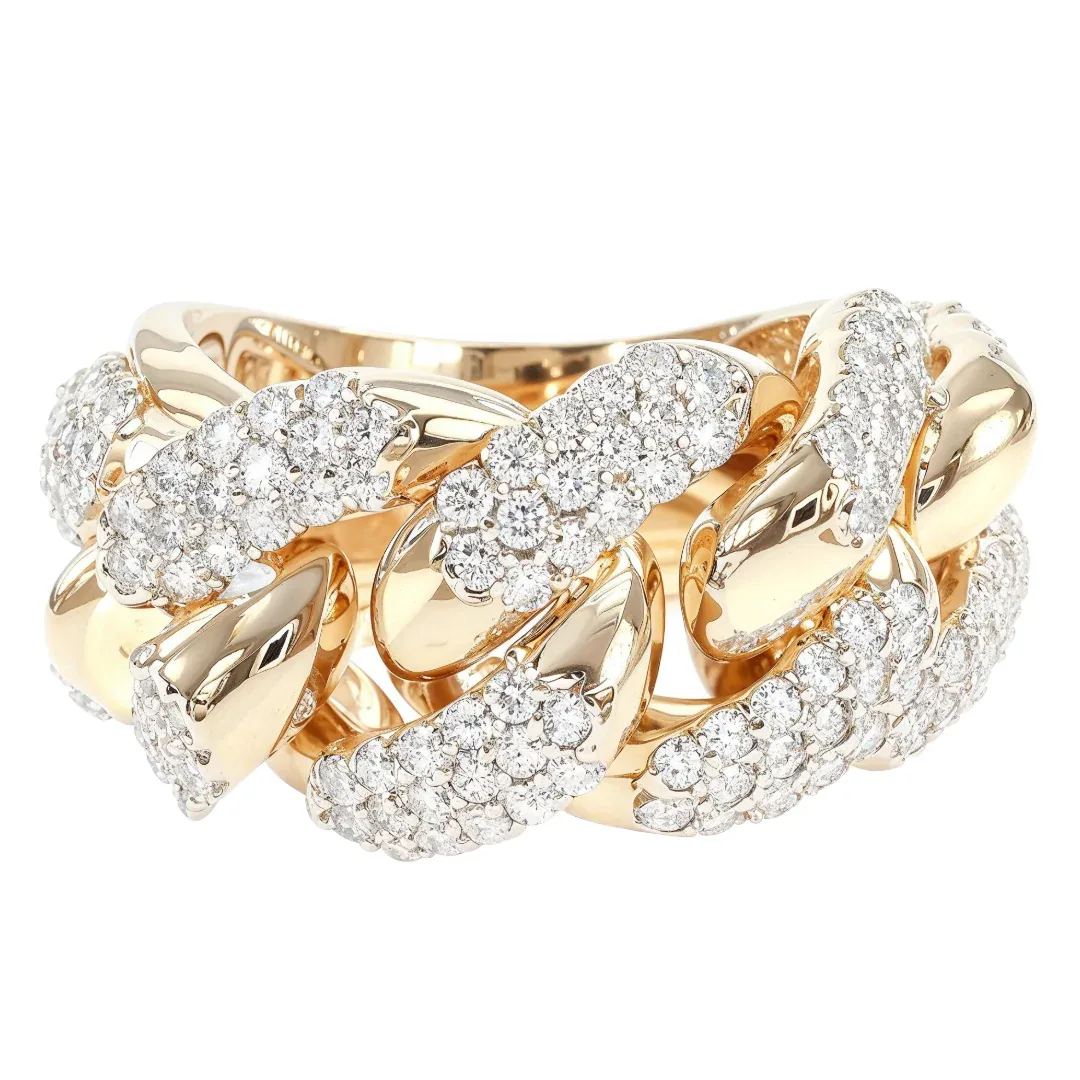 RINA - For Him FACTORY 14k Yellow Gold 14.5mm Diamond Miami Cuban Ring 65016 in Rose Gold / 10 – Ring