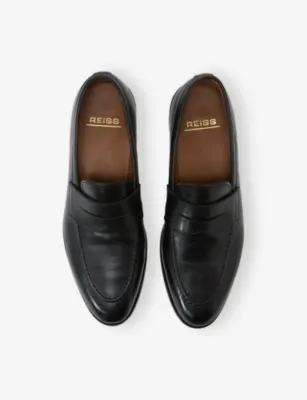 REISS Peter Formal Leather Saddle Loafers - EUR 41 / 7 UK MEN in BLACK, additional product view 2