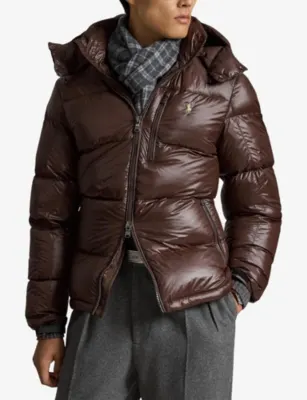 POLO RALPH LAUREN Gorham Glossed Nylon Down Jacket in Nutmeg Brown Glossy, additional product view 3