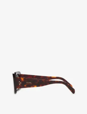 CELINE CL000476 BOLD 3 DOTS CL40287U Rectangle-Frame Tortoise Acetate Sunglasses in Brown, additional product view 3