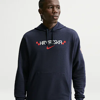 Nike Croatia 2026 Men's Nike Pullover Club Hoodie - Obsidian/White/University Red